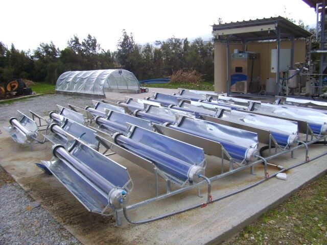 The Sol-Brine project used solar energy (through the above solar collectors) to separate brine into its component parts – water and salt – which could later be marketed and used
